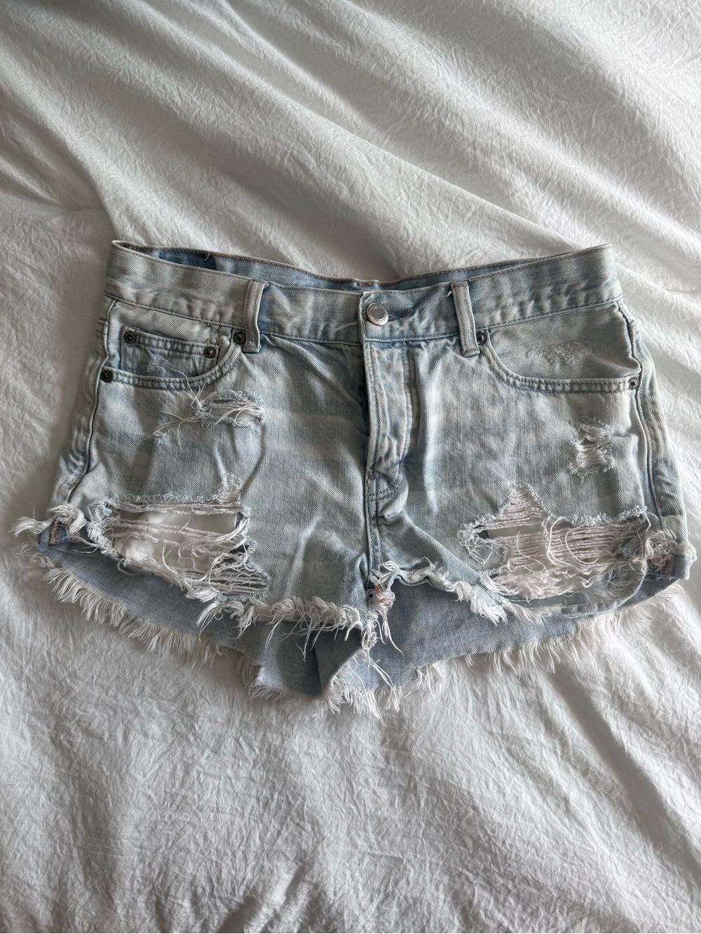 Abercrombie & Fitch Light Blue Vintage Denim Cutoff Shorts | Size 10